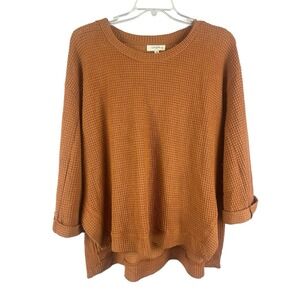 Umgee Womens Waffle Tunic Top Sz 1XL Brown Orange Rust Lagenlook Boho